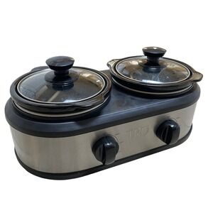 TRU Dual 1.25QT Slow Cooker Croc Pot Buffet Server Stainless Steel Black SC-2125